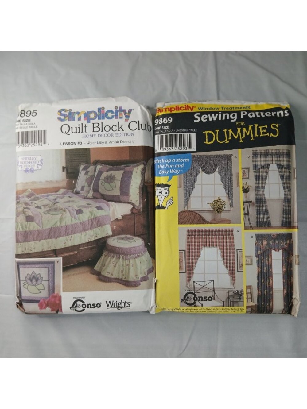 Simplicity Sewing Pattern 2-Bundle Quilt Block Club + Window Treatments Curtains
